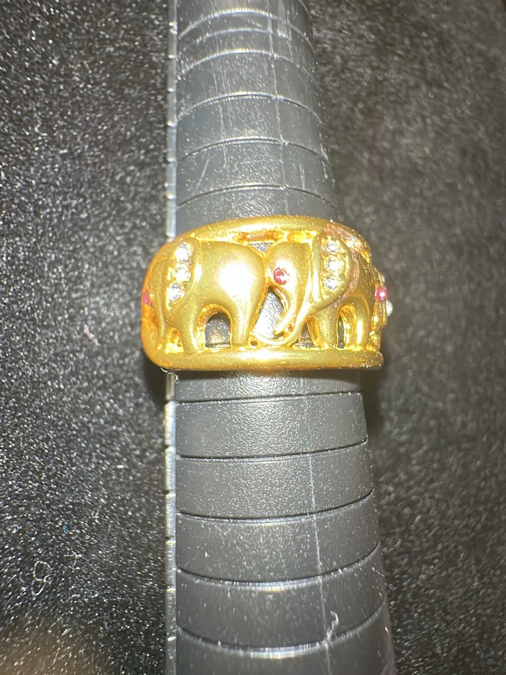 Gold Elephant Band Ring - Women's Jewelry
